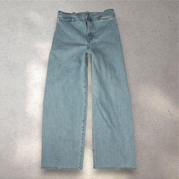 Madewell Denim - Madewell Emmett Wide-Leg Jeans Women's 25 Blue Light Wash Ankle Crop Normcore